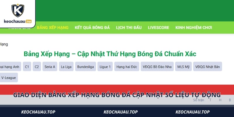 giao dien bang xep hang bong da cap nhat so lieu tu dong Giao diện bảng xếp hạng bóng đá cập nhật số liệu tự động