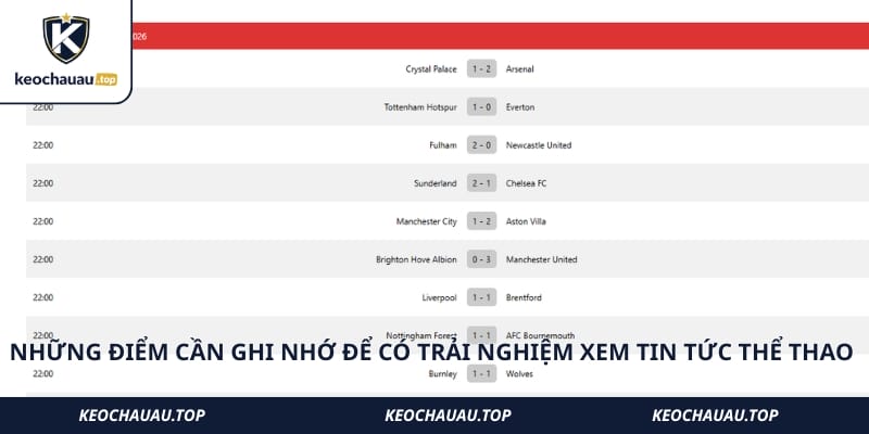Những điểm cần ghi nhớ để có trải nghiệm xem tin tức thể thao trọn vẹn